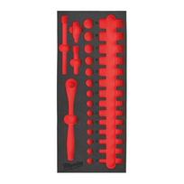 TUKŠI PUTU IELIKTŅI TĒRAUDA UZGLABĀŠANAI, EMPTY 32 PC 3/8" RATCHET AND SOCKET SET FOAM INSERT, 4932493663 MILWAUKEE