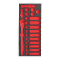 TUKŠI PUTU IELIKTŅI TĒRAUDA UZGLABĀŠANAI, EMPTY 28 PC 1/2" RATCHET AND SOCKET SET FOAM INSERT, 4932493664 MILWAUKEE