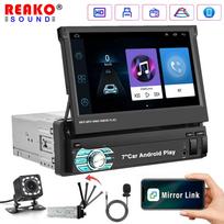 1 DIN radijas su „Bluetooth“, 7 colių atlenkiamas ekranas, ištraukiamas automobilio stereofoninis įrenginys, palaikantis FM/SWC/TF/USB/C tipo/AXU + galinio vaizdo kamera 2+32+MIC+12LED
