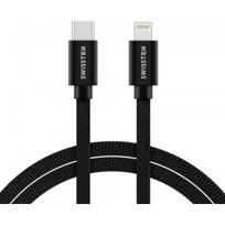 Swissten Tekstilinis greitojo įkrovimo 3.1 USB-C į Lightning 2m juodas