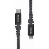 Swissten Kevlar USB-C į „Lightning“ 1,5 m 60W juodas