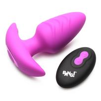 Bang! Rotating & Vibrating Silicone Butt Plug with Remote Purple