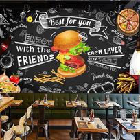 3D Rankomis Dažytas Hamburgo Tapetų Freska, Greito Maisto Restorano Užkandžių Parduotuvės Sieninė Freska Plakatas Hamburgo Sienos Lipdukas 200 cm(W) x 140 cm(H)
