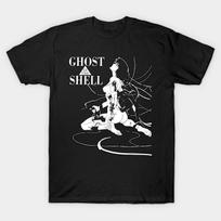 Vyriški juodi marginti marškinėliai Super dideli marškinėliai Ghost In The Shell Be pjūvio perdavimo popieriaus spaudas Medvilniniai marškinėliai 3XL juoda