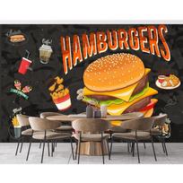 Hamburger Wall Murals Pizza Burger Fried Chicken Juice 3d Wallpaper Fast Food Restaurant Snack Bar Lunch Room Large Wall Mural 200 cm(W) x 140 cm(H)