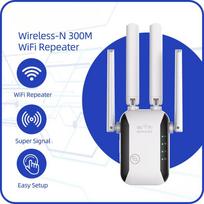 Belaidis „Wi-Fi“ kartotuvas „Wi-Fi“ plėstuvas „Ultraboost“ „Wi-Fi“ stiprintuvas ilgo nuotolio repiter 300M „Wi-Fi“ stiprintuvo prieigos taškas EU Plug balta