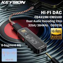 KEYSION CS43198 USB DAC garso HiFi dekoderis 384KHz DSD256 Type-C iki 3,5mm Sureguliuokite EQ HD ausinių stiprintuvą, skirtą Android iOS Win10 juoda