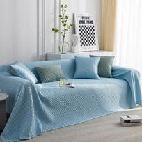 Nordic Solid Color Summer Cool Sofos Užvalkalas Sofos Rankšluostis Nuo Įbrėžimų Visiškai Uždengiamos Sofos Antklodė Neslystantis naminių vaikų sofos rankšluostis 200x130cm mėlyna