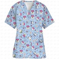 Moteriškas slaugytojos uniformos animacinis 3D spaudas V formos iškirptė kišenė medicininės uniformos kawaii animacinis slaugytoja slauga šveitikliai viršūnės uniforma S