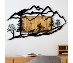 Sienų dekoracija 110x65 cm pasivažinėjimas motociklu medis/metalas