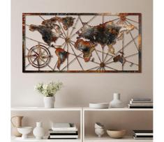 Sienų dekoracija 120x60 cm pasaulio žemėlapis metalas
