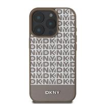 DKNY PU Leather Repeat Pattern Bottom Stripe MagSafe Apple iPhone 16 Pro Max Brown