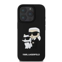 Karl Lagerfeld PU Saffiano Karl and Choupette Apple iPhone 16 Pro Max dėklas telefonui juodos spalvos