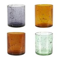 Stiklinė žvakidė CRACKLE, 4 spalvos