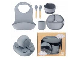 Silikoninis kūdikių indų rinkinys MoMi Ami, grey