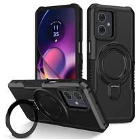 Atsparus smūgiams dėklas, skirtas Motorola G84 G54 Armor telefono dangtelis su pasukamu žiediniu stovu, skirtas Moto E32 E13 G22 G24 G34 G04 5G G14 E14 For Moto G14 juoda