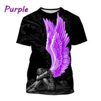 Summer New Angel 3D Printing T-shirt Fallen Angel Top Harajuku Style Casual Street T-shirt for Men and Women S
