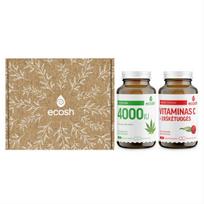 ECOSH, rinkinys, vitaminas D3, 4000TV, 90 kapsulių + vitaminas C su erškėtuogėmis, 90 kapsulių