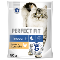 PERFECT FIT (Indoor 1+) 750g Vištienos turtingas sausas ėdalas katėms, gyvenančioms patalpose
