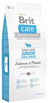 BRIT CARE GRAIN FREE JUNIOR LARGE SALMON & POTATO - 12KG + staigmena jūsų šuniui