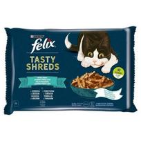 FELIX Tasty Shreds drėgnas kačių ėdalas su lašiša ir tunu padaže 24x80g (6x4x80g)
