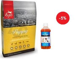 Orijen Puppy 11,4 kg + LAB V Lašišų aliejus šunims ir katėms 500ml