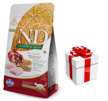 FARMINA N&D Low Grain chicken & pomegranate neutered 5 kg + STAIGMENA KATEI