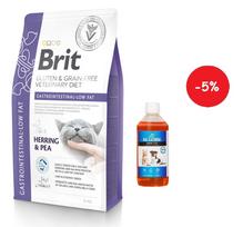 BRIT GF Veterinary Diets Cat Gastrointestinal-Low Fat 5kg + LAB V Lašišų aliejus šunims ir katėms 500ml