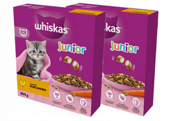 WHISKAS Junior 2x800 g - sausas ėdalas kačiukams su gardžia vištiena