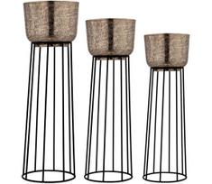 Eglo 428095 - KOMPLEKTAS 3x Metalinis vazonas OKAYAMA juoda/auksas