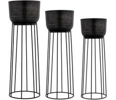 Eglo 428096 - KOMPLEKTAS 3x Metalinis vazonas OKAYAMA juoda