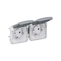 Virštinkinė 2vt. rozetė Plexo Legrand 069576 (IP55, pilka, į dėžutę)