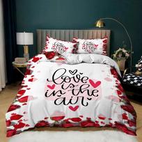 Love Heart Duvet Cover Set King Queen Twin Size Romantic Wedding Heart Shaped SoulMate Polyester Bedding Set for Women Couple 70x133cm 2pcs