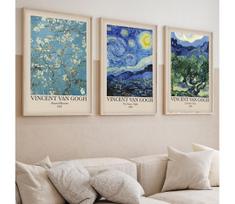 KOMPLEKTAS 3x Paveikslėlis nuotraukų rėmelyje 50x70 cm Vincent van Gogh