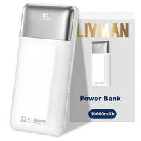 Atsarginis maitinimo šaltinis ("Power Bank") LIVMAN RPP-5 - greito įkrovimo išorinė baterija su dviem išėjimais, 10000mAh, 22,5W