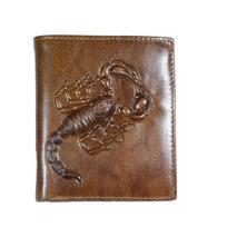 Vintažinio stiliaus Scorpion Natūralios odos Bifold Money Card Piniginė Skersinė kava