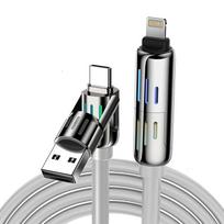 BlitzWolf 4-in-1 USB-C/USB-A to USB-C/Lightning cable BW-HDC6, 1.2m, 240W RGB (grey)