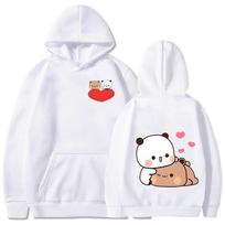 „Bubu“ ir „Dudu Panda“ megztiniai vyriški, estetiniai, juokingi „Kawaii“ burbulinės arbatos megztiniai „Unisex“ anime „Harajuku Vintage Pullovers“ megztiniai XS balta