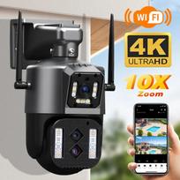Nauja ES 12MP 6K WiFi IP kamera lauko PTZ trijų objektyvų dvigubi ekranai 10x priartinimas automatinis žmogaus sekimas, atsparus vandeniui 4K CCTV saugumo apsauga 4K 8MP  No Card