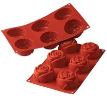 SILIKOMART silikoninė kepimo forma keksiukams "Rose SF077", 6 x 115 ml (viso: 690 ml)
