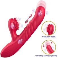 Erospace G-Spot Vibrator with Thrusting Motion & Clitoral Stimulation Sweet Play A2 Red