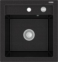 Granitinė virtuvinė plautuvė Mexen Vito su sifonu, Metallic black/silver