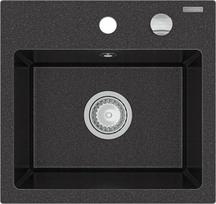Granitinė virtuvinė plautuvė Mexen Milo su sifonu, Black granite