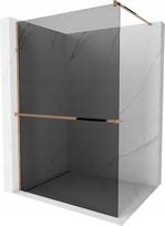 Walk-in dušo sienelė Mexen Kioto+ su lentynėle, rose gold/grafito stiklas, 70,80,90,100,110,120x200 cm