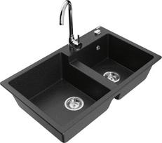 Granitinė virtuvinė plautuvė Mexen juoda 5905315016065