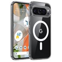 prabangus skaidrus magnio dėklas, skirtas Google Pixel 9 Pro XL Pixel9 Pro XL Magsafe Magnetinis belaidžio įkrovimo dėklas Skaidrus smūgiams atsparus galinis dangtelis Coque For Pixel 9 skaidri