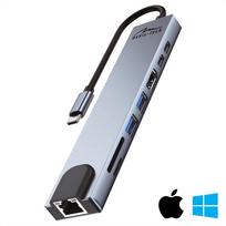 Adapteris MEDIA-TECH USB HUB 8 IN 1 GIGA LAN HUB MT5046