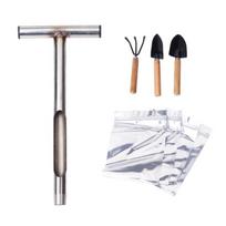 Soil Sampler Probe Stainless Steel Tubular TStyle Handle With 4 Bags Soil Test Kit Plant Soil Sampler Probe Rod white