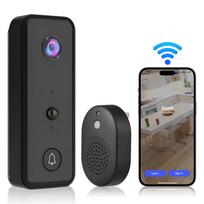 Belaidis vaizdo durų skambutis su skambučio signalu, maitinamas baterijomis, išmanus AI PIR žmogaus aptikimas, IP65 vandeniui atsparus, 2,4G WiFi, dvipusis garsas, naktinis matymas balta