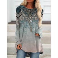 2024 Europe United States Autumn Women's Round Neck Long Sleeve Printed T-shirt Hoodie Dress S